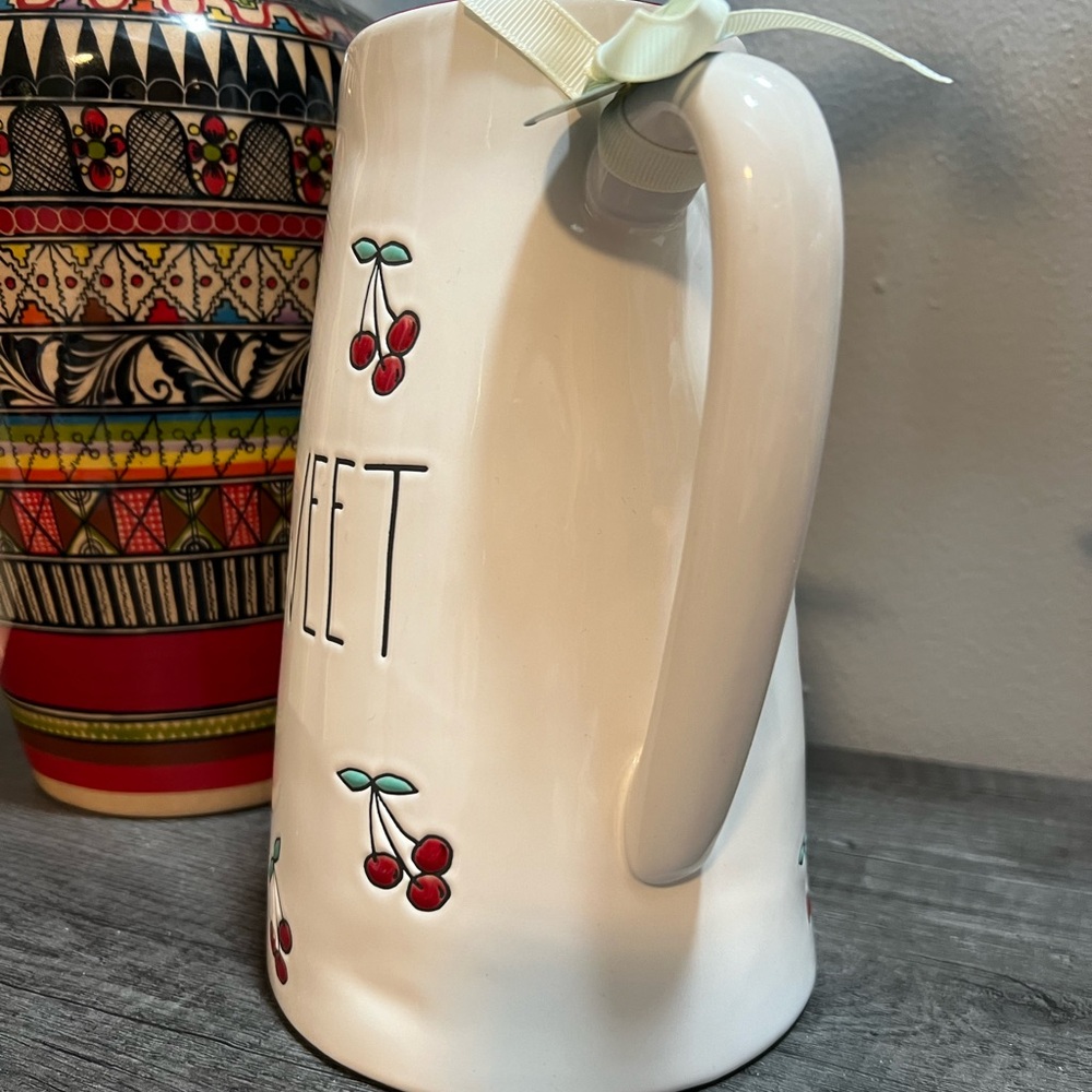 Rae Dunn White Pitcher with Cherry Design - Picture 3 of 6